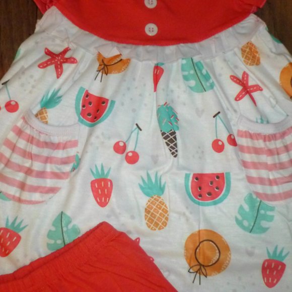 Boutique Tropical Fruit Girls Tunic & Ruffle Shorts Outfit - Picture 2 of 3